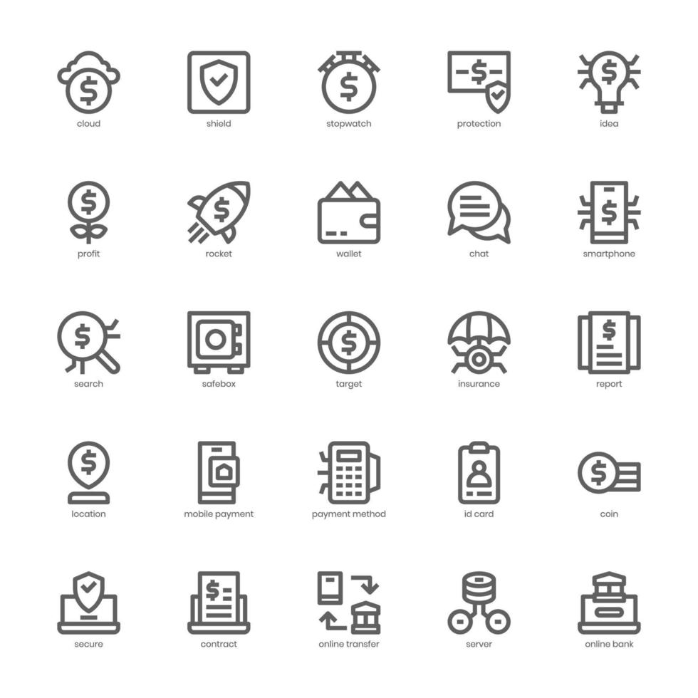 fintech icon pack voor uw website-ontwerp, logo, app, ui. fintech pictogram schets ontwerp. vector grafische illustratie en bewerkbare lijn.