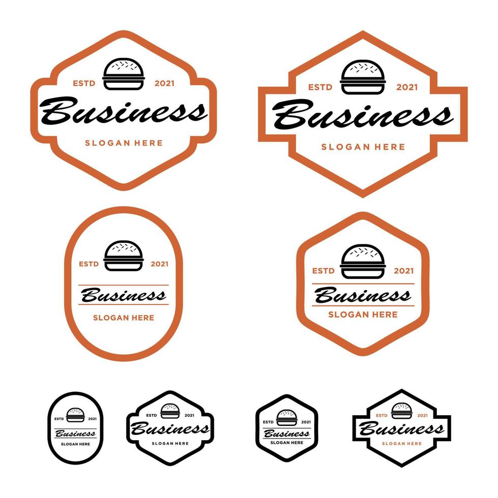 vector set badge, banner, label en logo voor hamburger winkel illustratie, eenvoudige hamburger winkel logo set