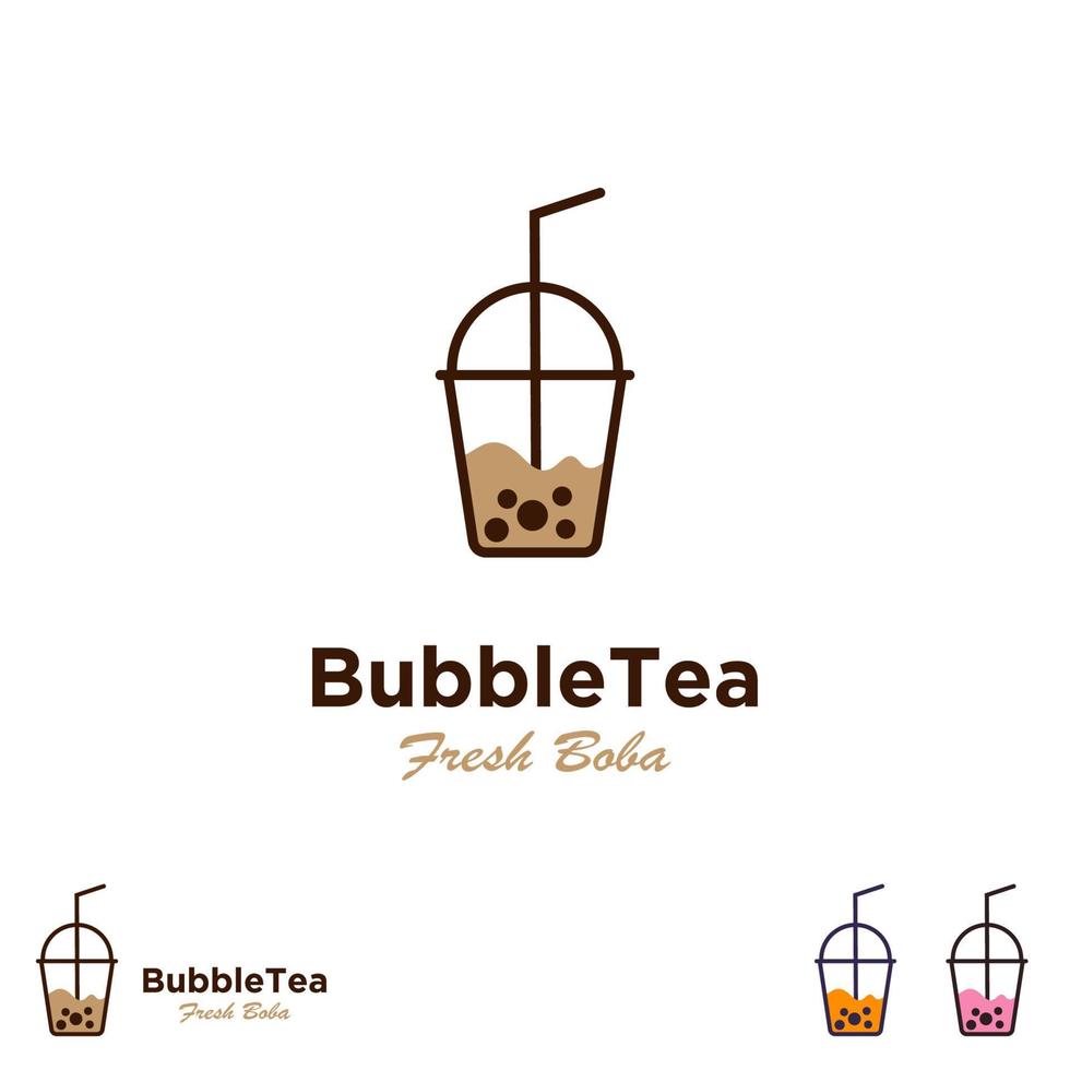bubble tea logo-ontwerp op geïsoleerde achtergrond, parel bubble tea pictogrammalplaatje vector