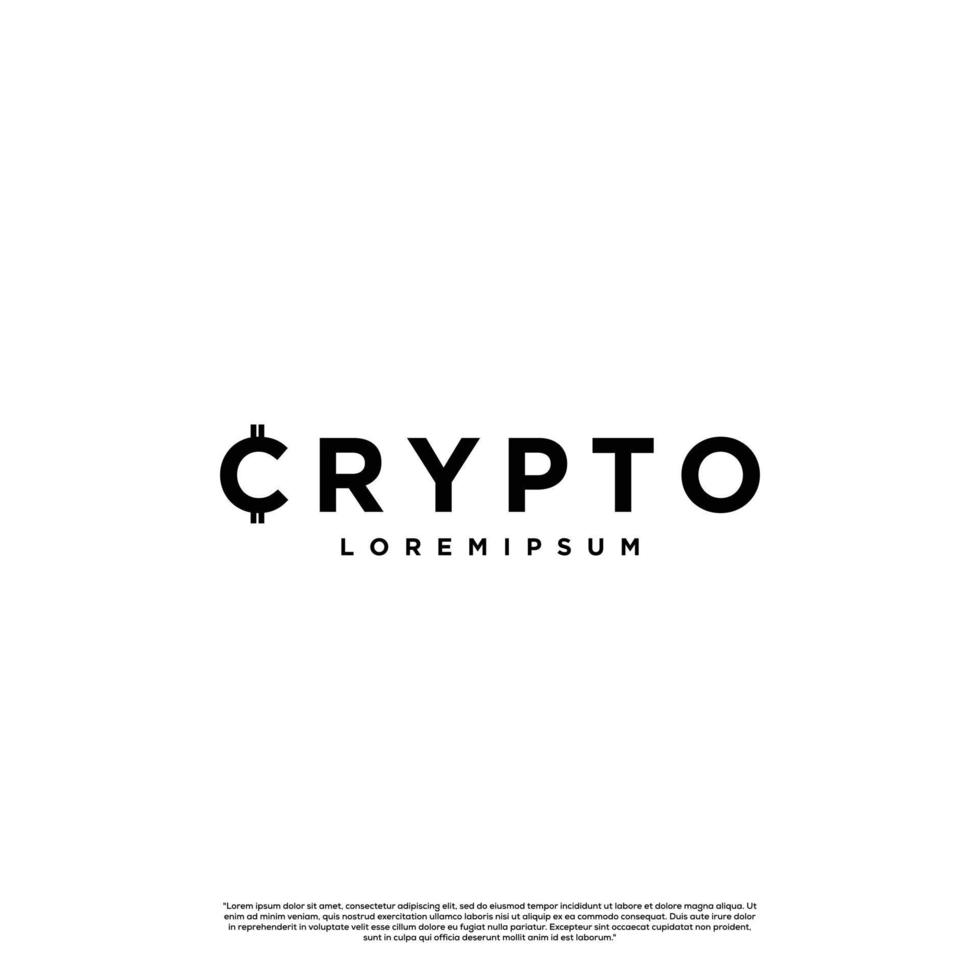 crypto-logotype. typografie creatief logo-ontwerp. plat ontwerp vector