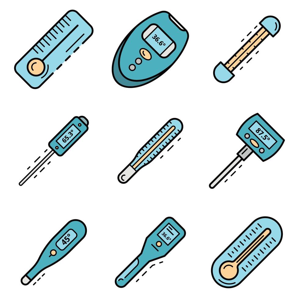 thermometer pictogrammenset, Kaderstijl vector