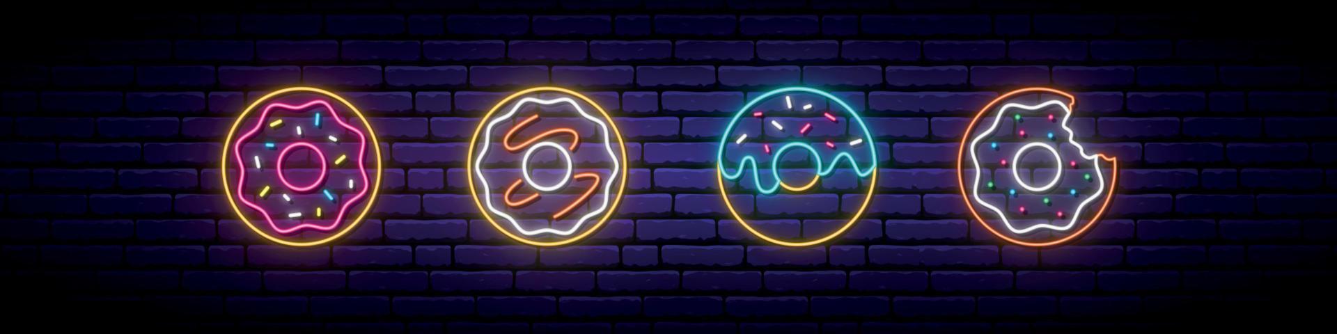 donuts neon set vector