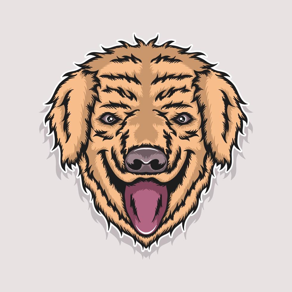 schattige hond hoofd sticker illustratie steekt zijn tong uit vector