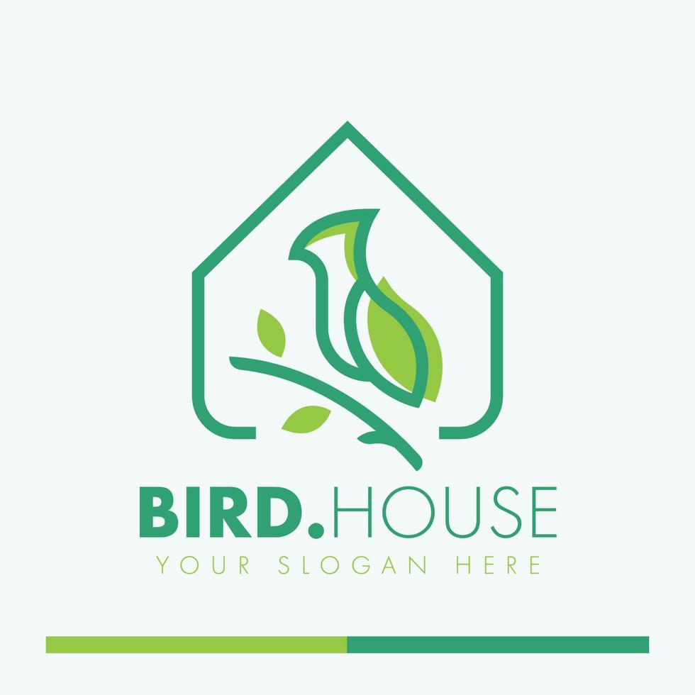 minimalistisch eenvoudig vogelhuislogo-ontwerp vector
