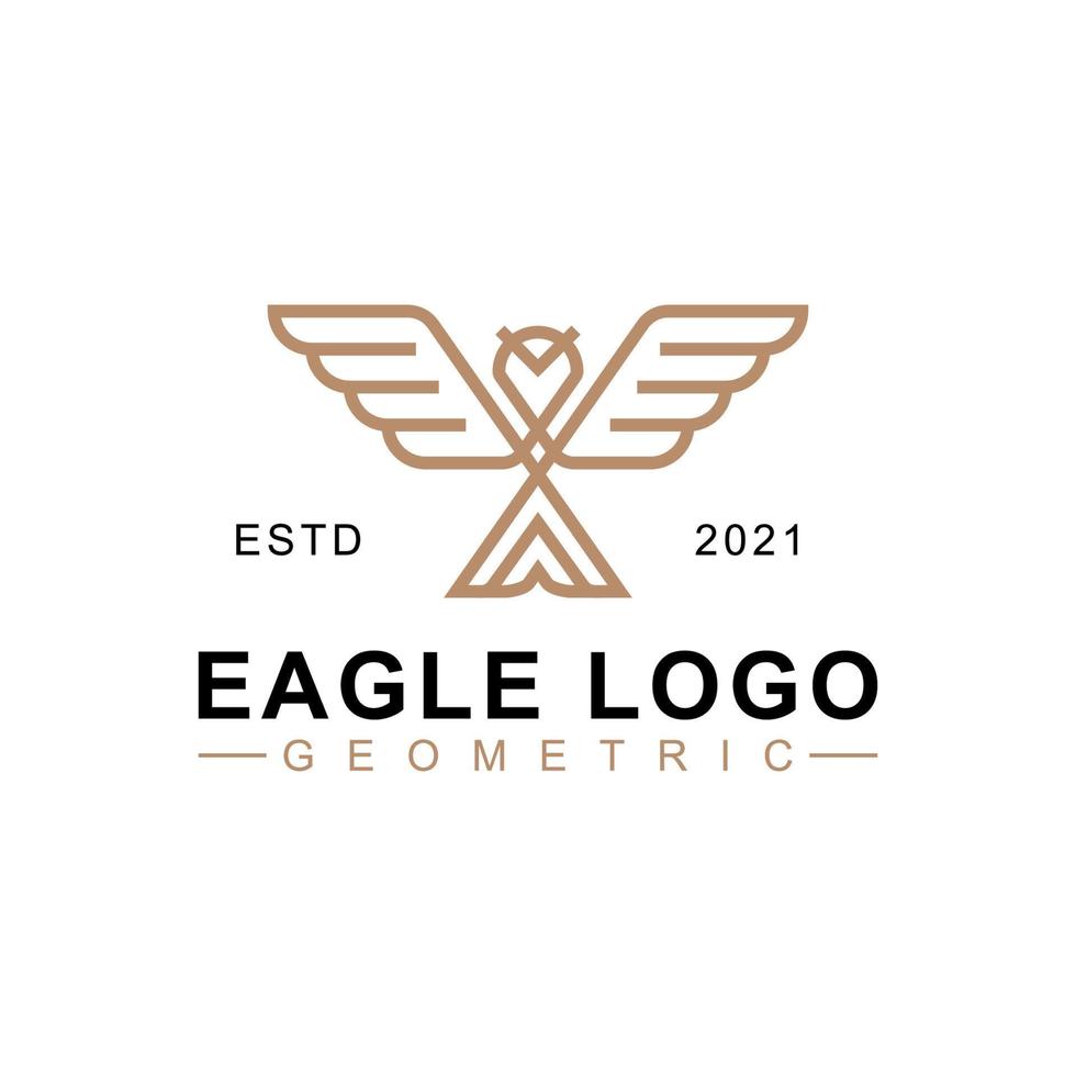 geometrische logo's van adelaar, mythische vogel goud mono lijn pictogram logo, valk, feniks lijn kunststijl vector