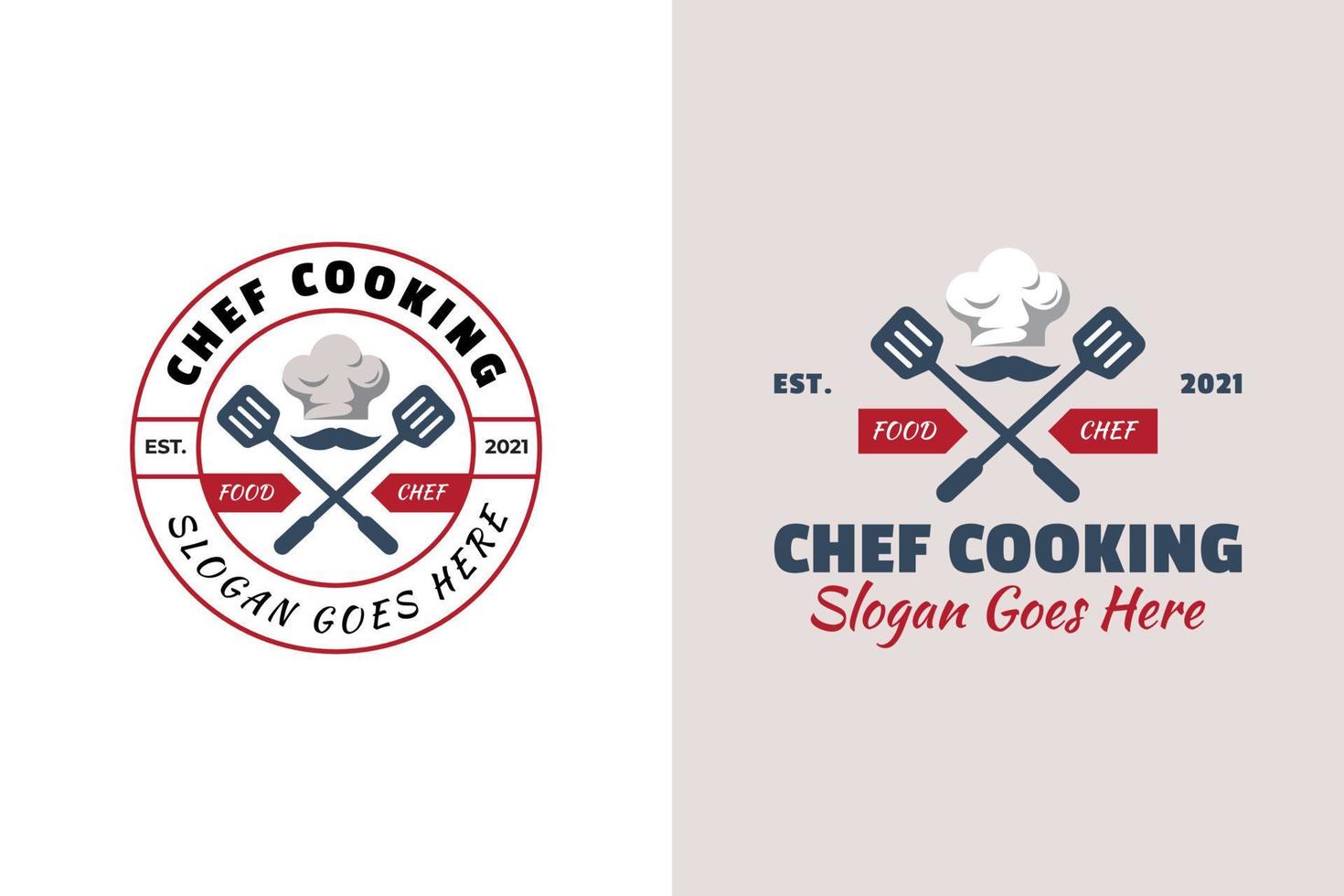 vintage retro en embleem logo van chef-kok koken restaurant eten symbool vector