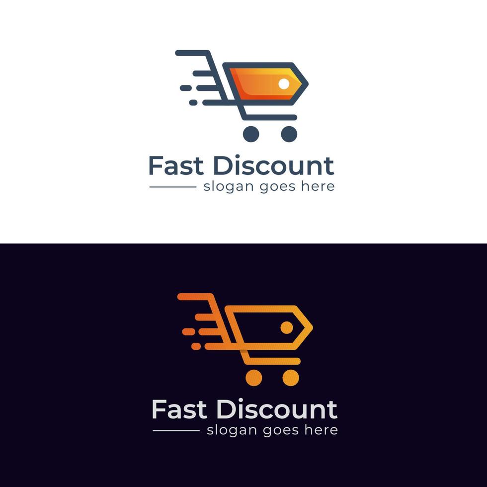 snel winkelen logo, online winkel of winkel met kortingssymbool met twee versies vector