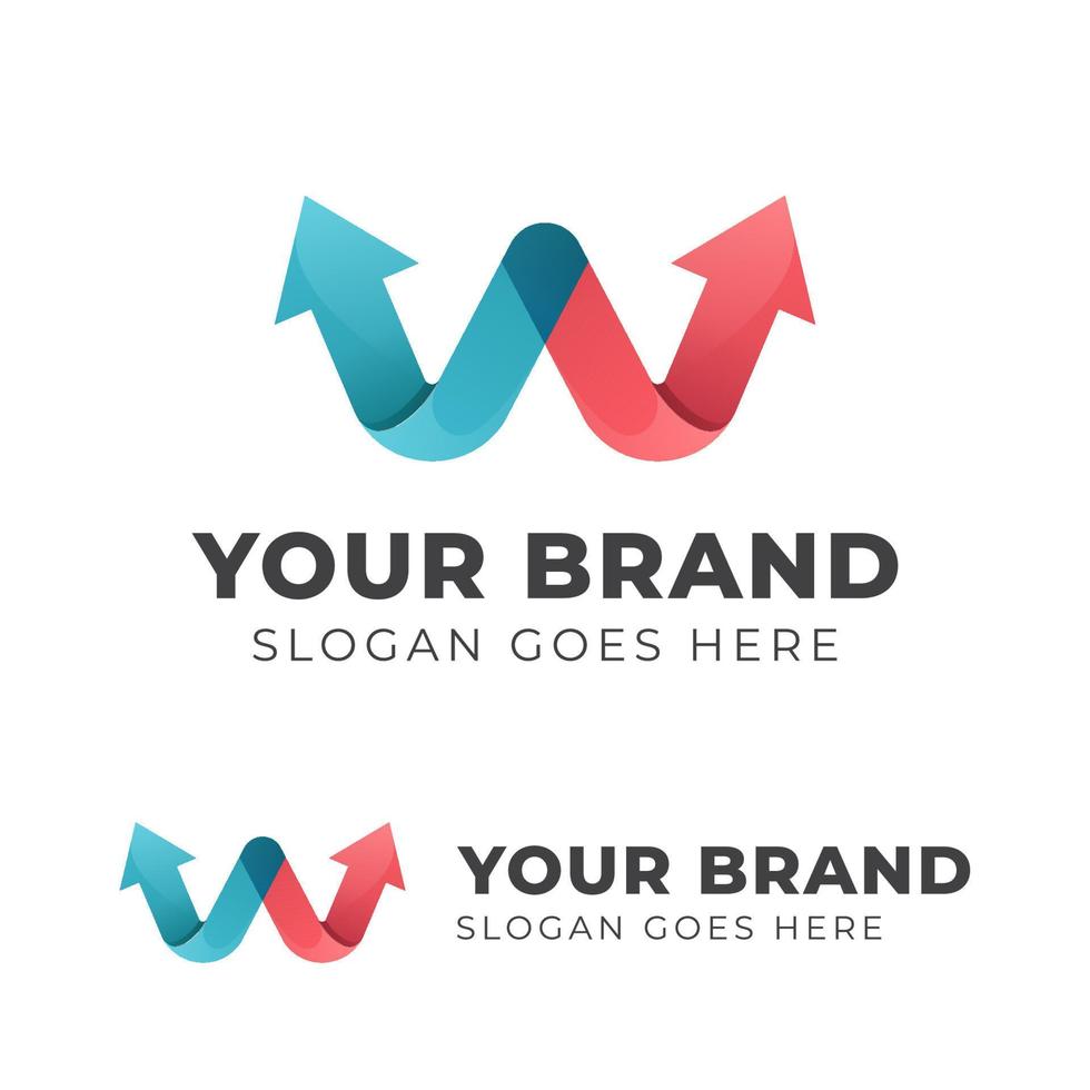 letter w met pijllogo-ontwerp voor het opstarten van uw merk of bedrijf vector