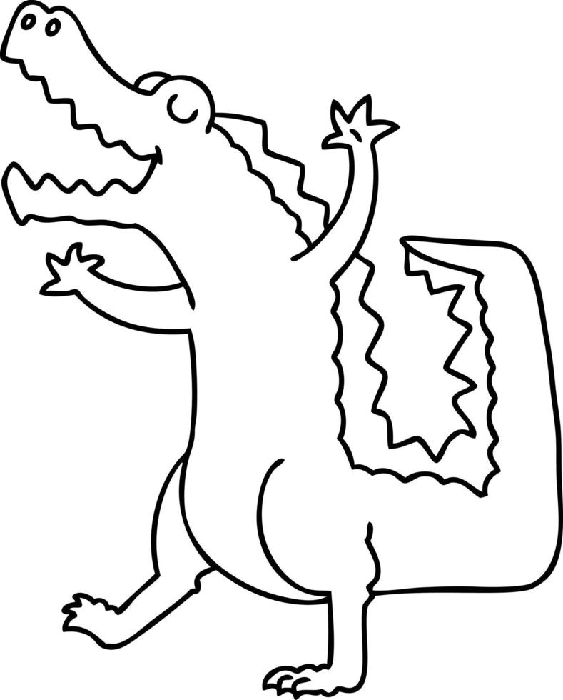 eigenzinnige lijntekening cartoon krokodil vector