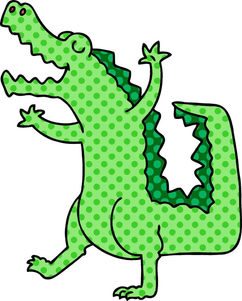 eigenzinnige cartoon krokodil in stripboekstijl vector