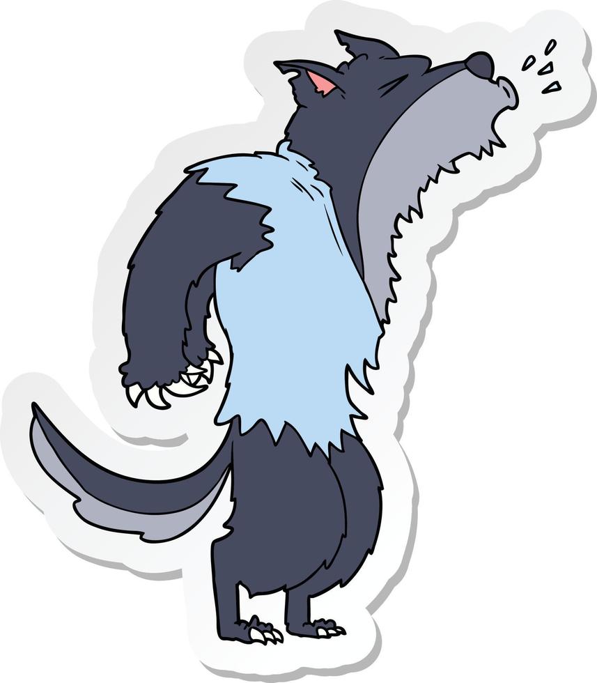 sticker van een cartoon huilende weerwolf vector