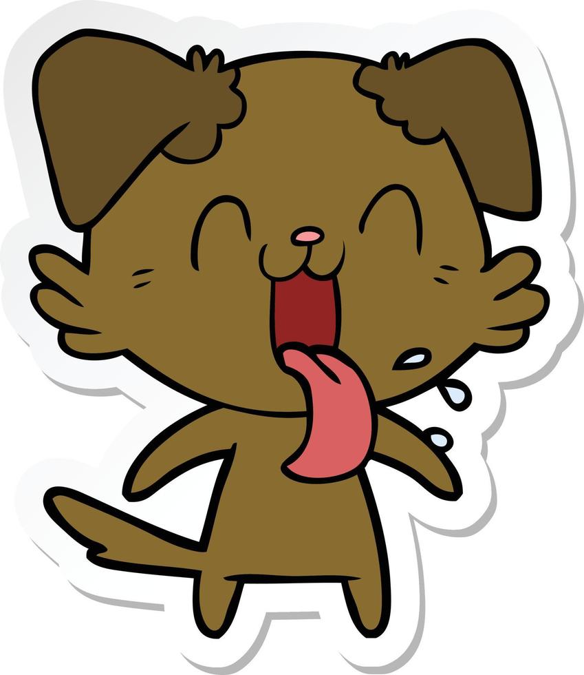 sticker van een cartoon hijgende hond vector