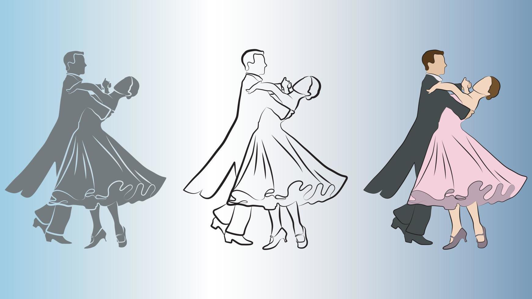 mensen voeren internationale standaarddans uit. vector