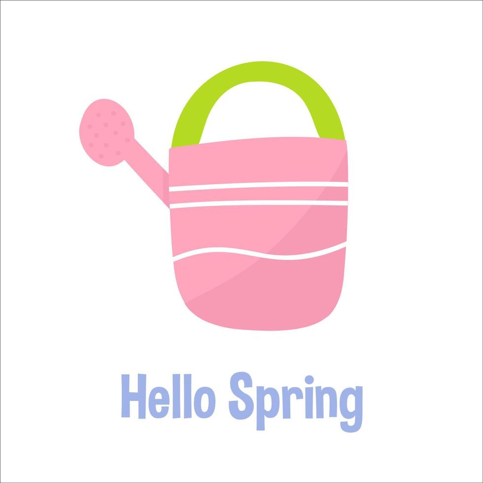 tuinieren en lente set handgetekende elementen - roze gieter. voor wenskaart, uitnodiging voor feest, poster, tag, sticker kit. vector illustratie