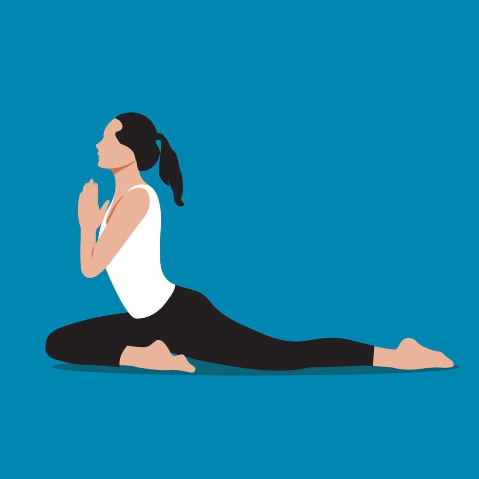 vectorillustratie vrouw doet yoga oefening. uitrekken. meditatie. geïsoleerde achtergrond. vector