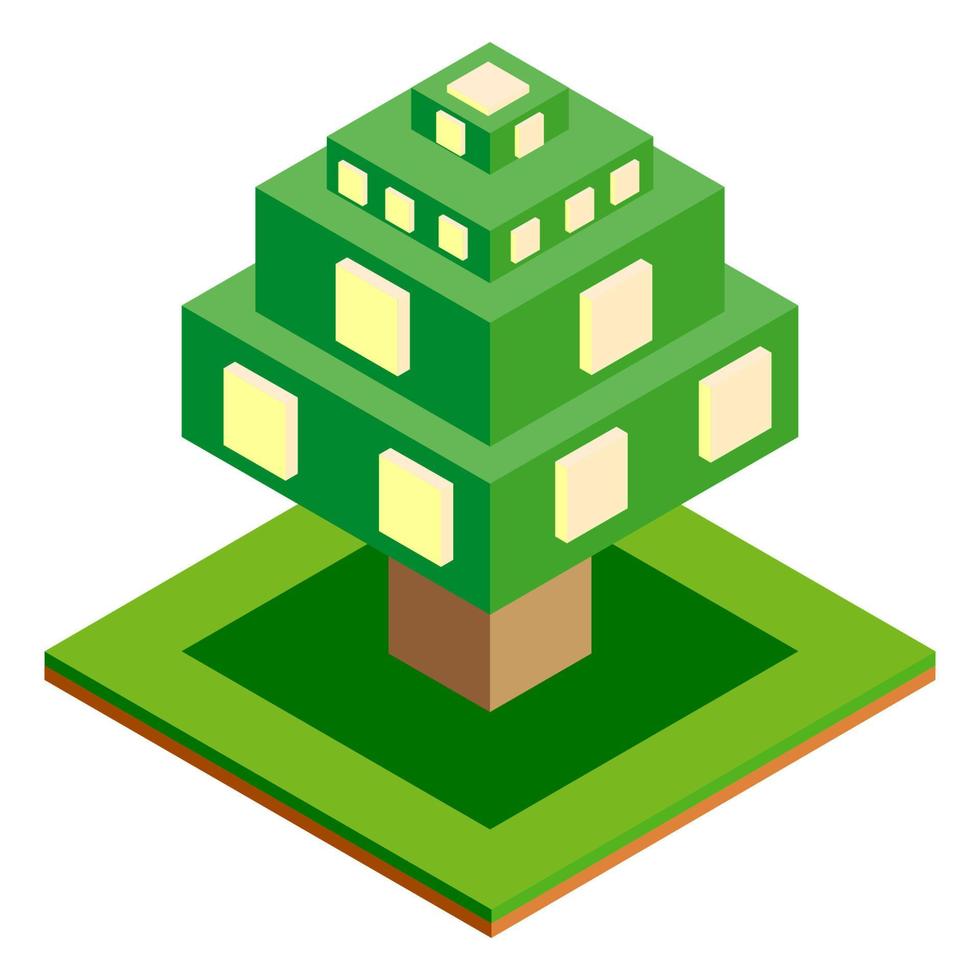 isometrische vector boom pictogram voor bos, park, stad. landschapsbouwer voor spel, kaart, prenten, ets. geïsoleerd op een witte achtergrond.