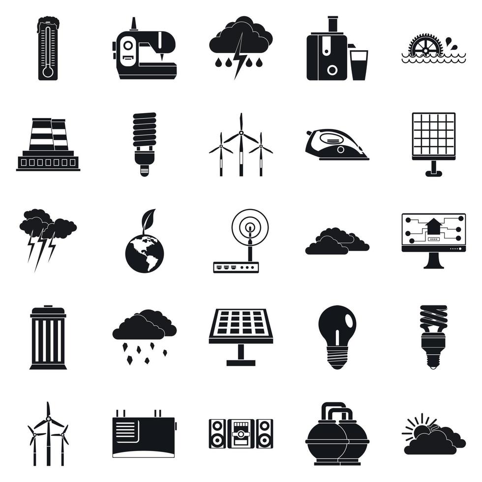 windmolen iconen set, eenvoudige stijl vector