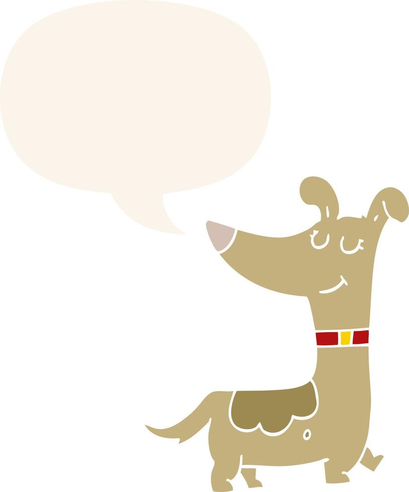 cartoon hond en tekstballon in retro stijl vector