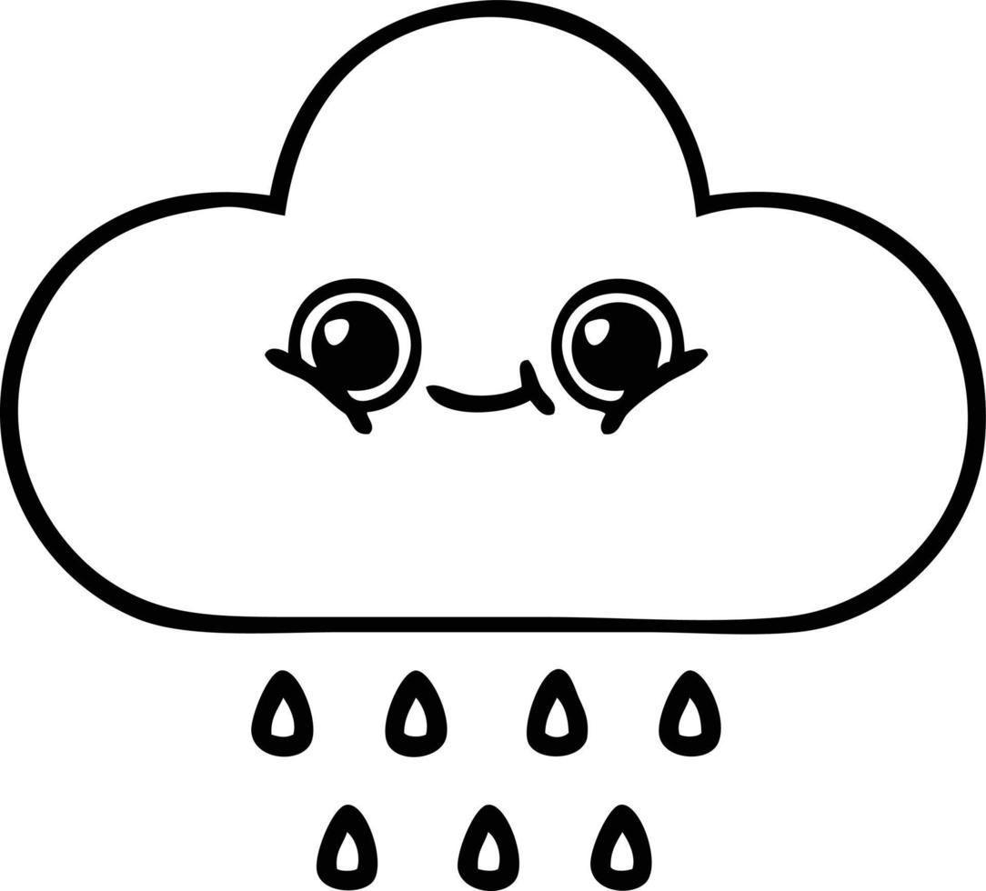 lijntekening cartoon regenwolk vector