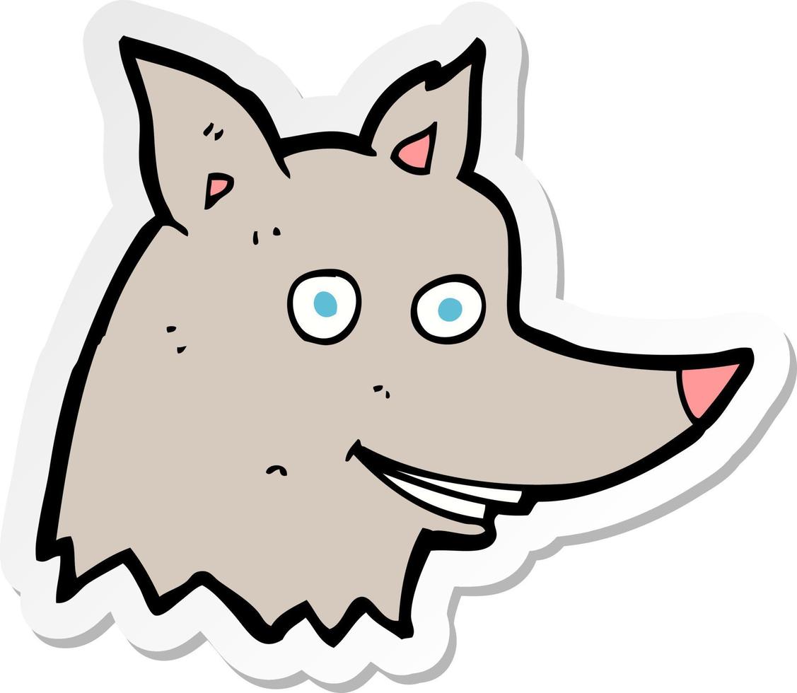 sticker van een cartoon wolfskop vector