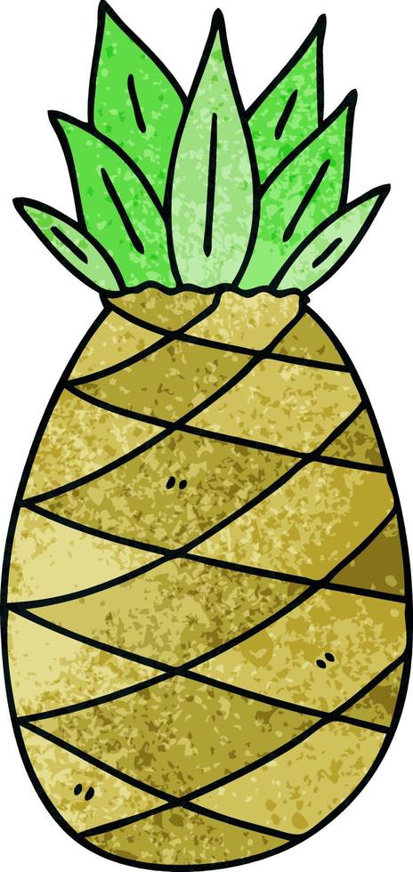 eigenzinnige handgetekende cartoon ananas vector