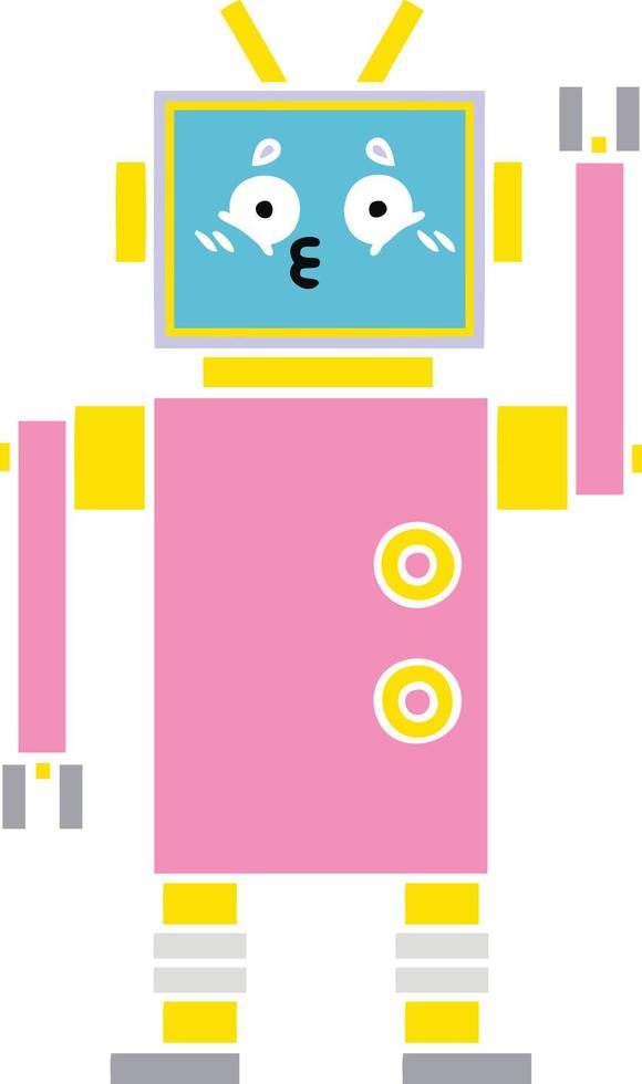 egale kleur retro cartoon robot vector