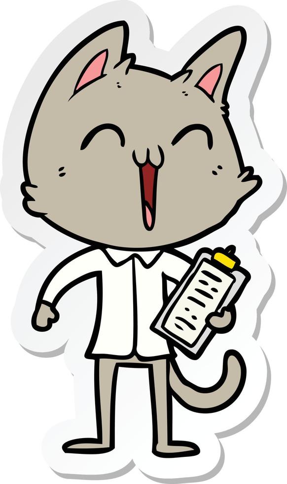 sticker van een happy cartoon kat vector