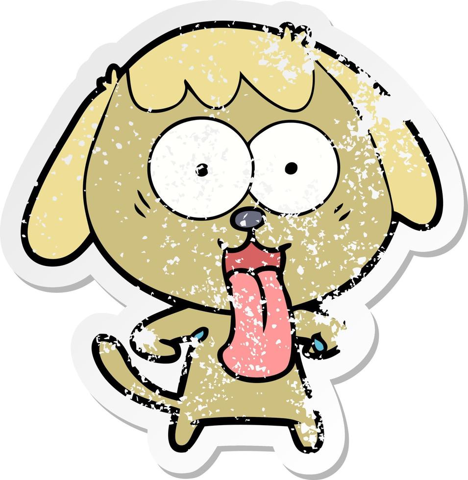 noodlijdende sticker van een schattige tekenfilmhond vector