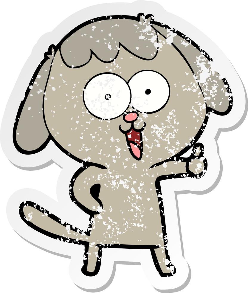 noodlijdende sticker van een schattige tekenfilmhond vector