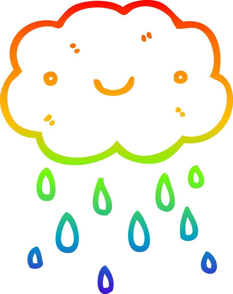 regenbooggradiënt lijntekening leuke cartoon wolk vector