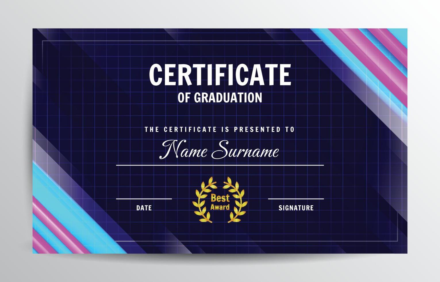 certificaat van afstudeersjabloon vector