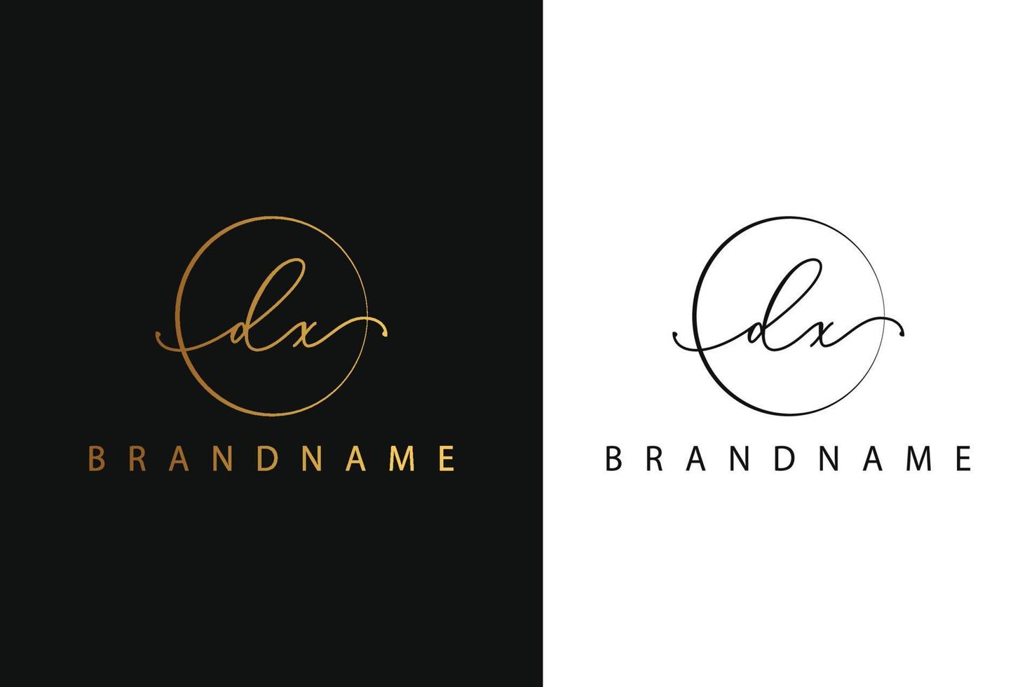 DX DX hand getekende logo van eerste handtekening, mode, sieraden, fotografie, boutique, script, bruiloft, bloemen en botanische creatieve vector logo sjabloon voor elk bedrijf of bedrijf.