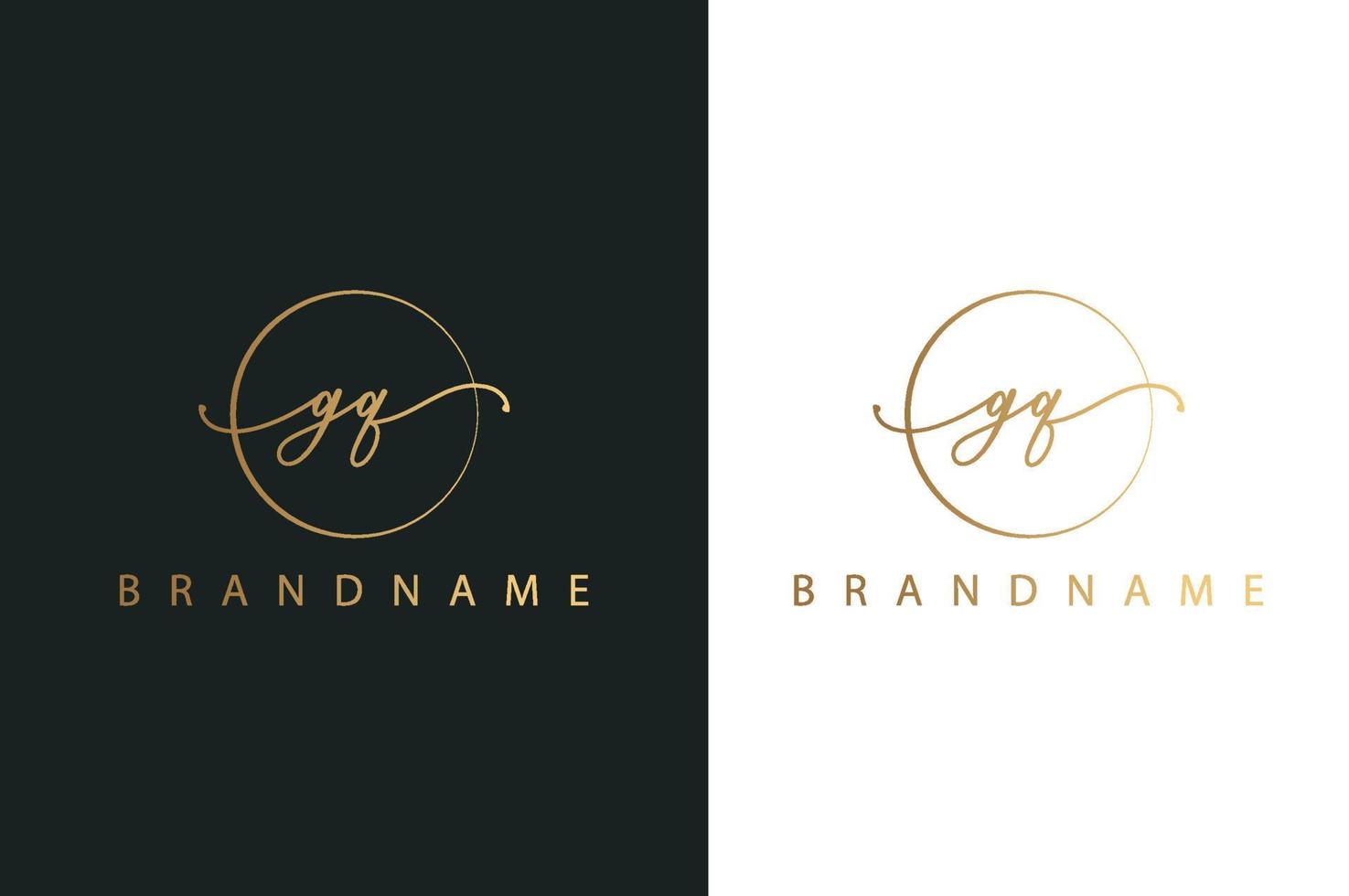 gq gq handgetekende logo van eerste handtekening, mode, sieraden, fotografie, boetiek, script, bruiloft, bloemen en botanische creatieve vector logo sjabloon voor elk bedrijf of bedrijf.