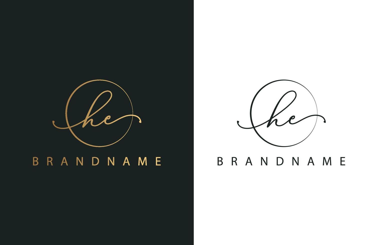 hij handgetekende logo van eerste handtekening, mode, sieraden, fotografie, boetiek, script, bruiloft, bloemen en botanische creatieve vector logo sjabloon voor elk bedrijf of bedrijf.