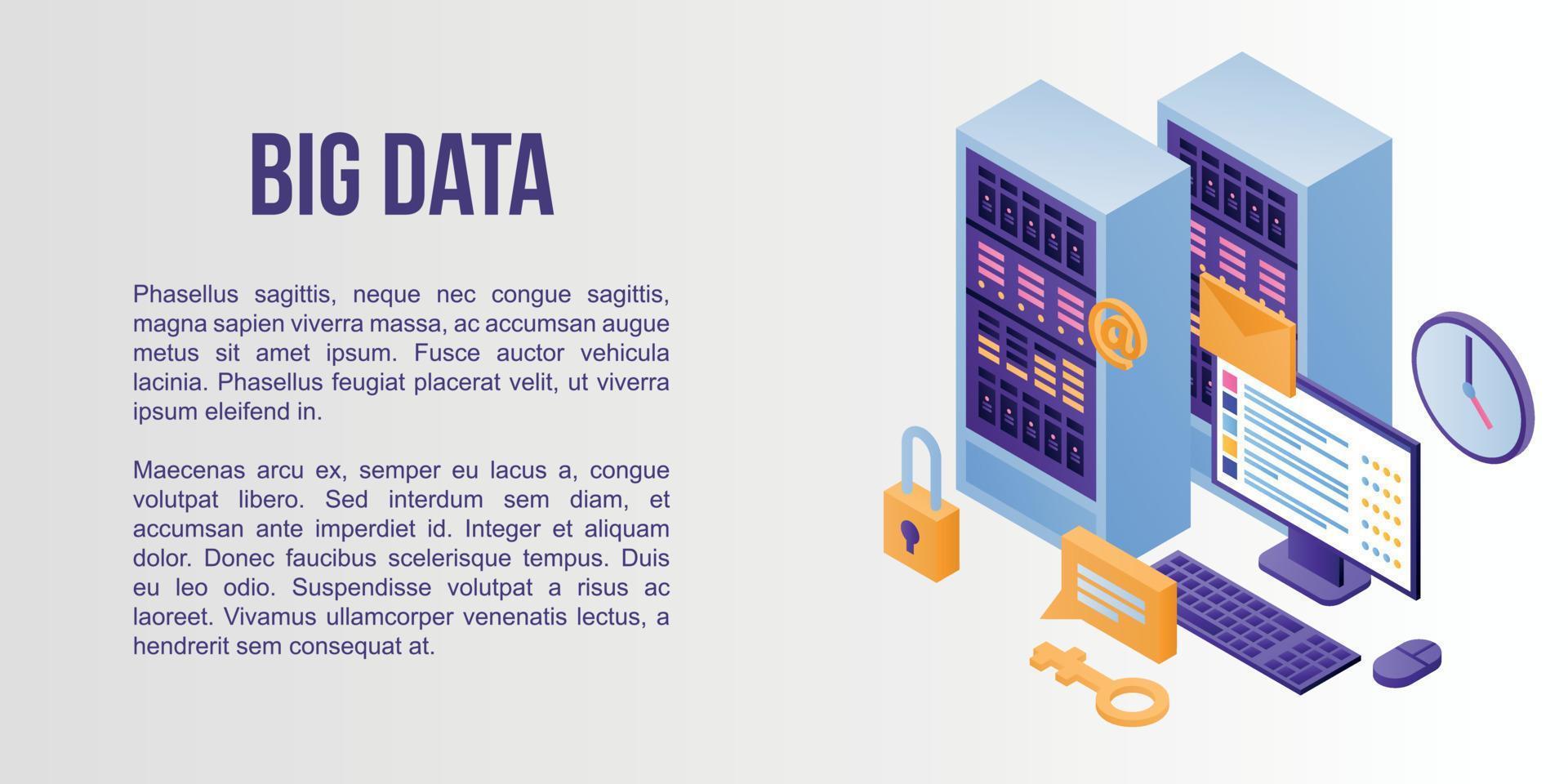 big data concept banner, isometrische stijl vector