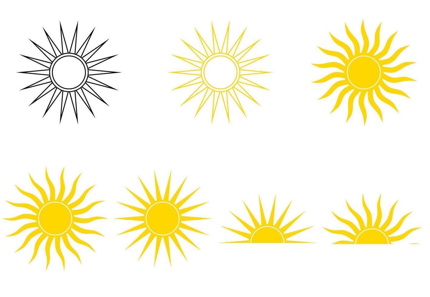 zon icon set geïsoleerd op een witte achtergrond vector