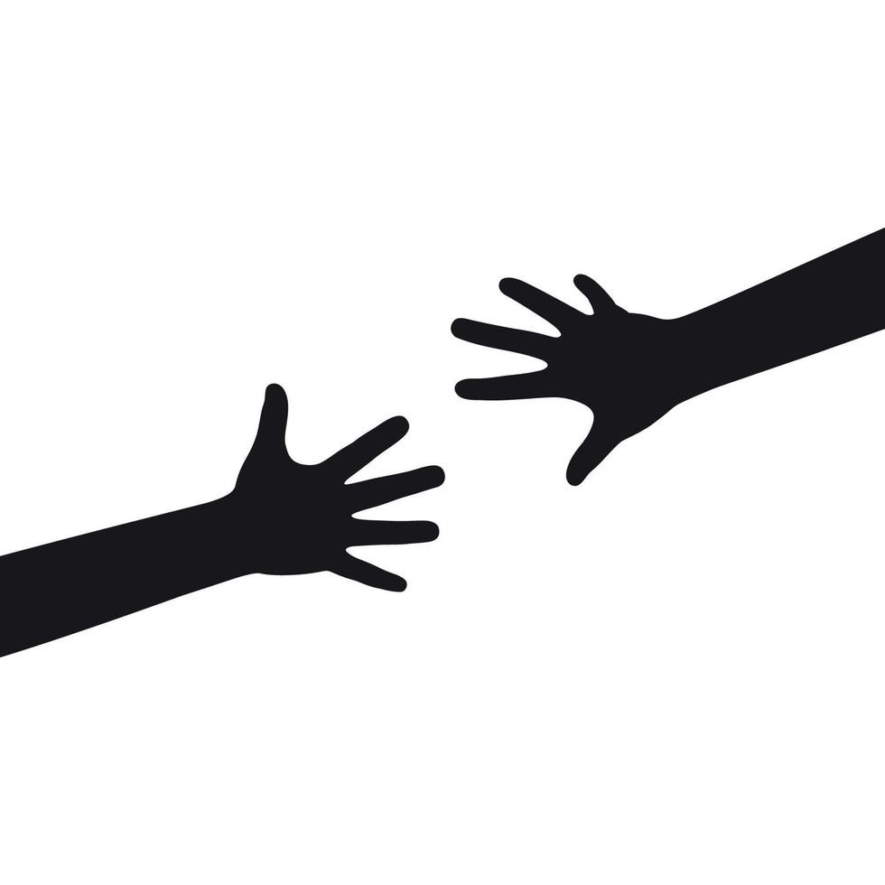 illustratie van twee handen armen die naar elkaar reiken. vector