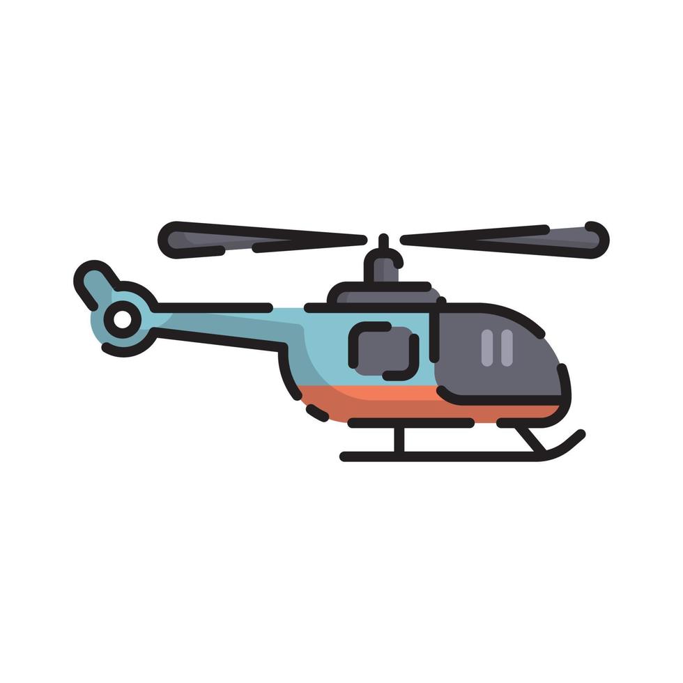 schattige blauwe helikopter platte ontwerp cartoon voor shirt, poster, cadeaubon, dekking, logo, sticker en pictogram. vector