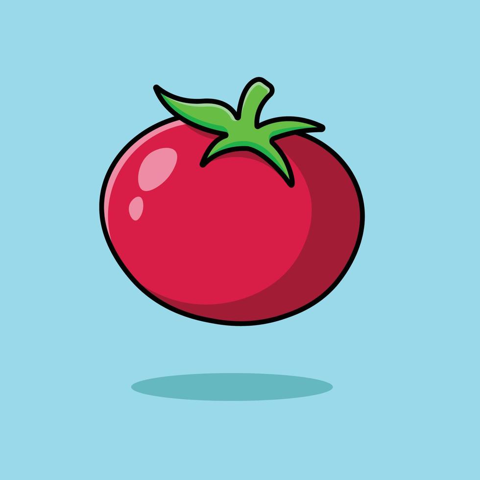 tomaat plantaardige cartoon pictogram vectorillustratie. voedsel natuur pictogram concept geïsoleerde premium vector. vector