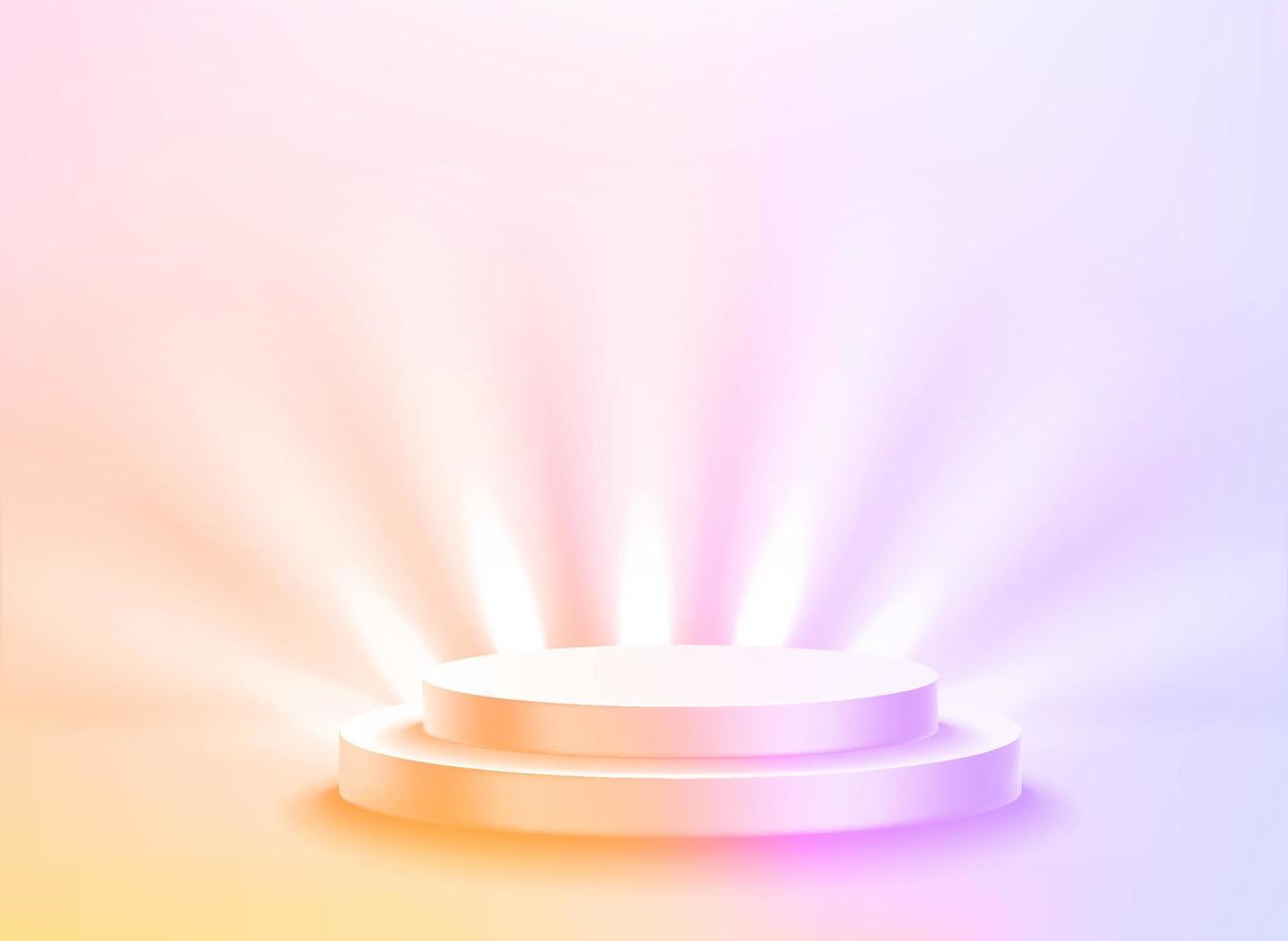 verlichte lichte kamer met holografisch effect. showcase voor een product. 3d vectorillustratie vector