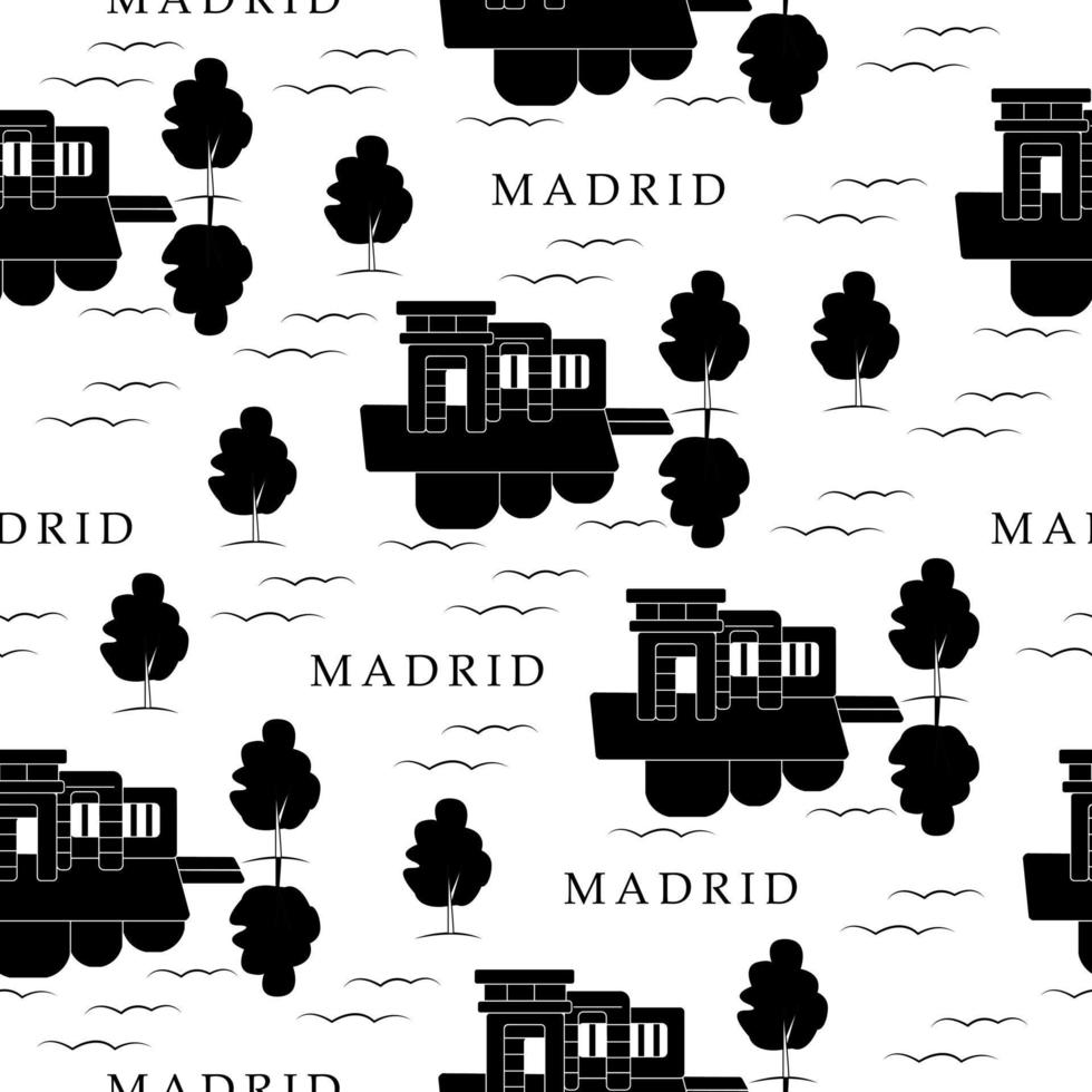 Madrid, zwart-wit naadloos patroon vector