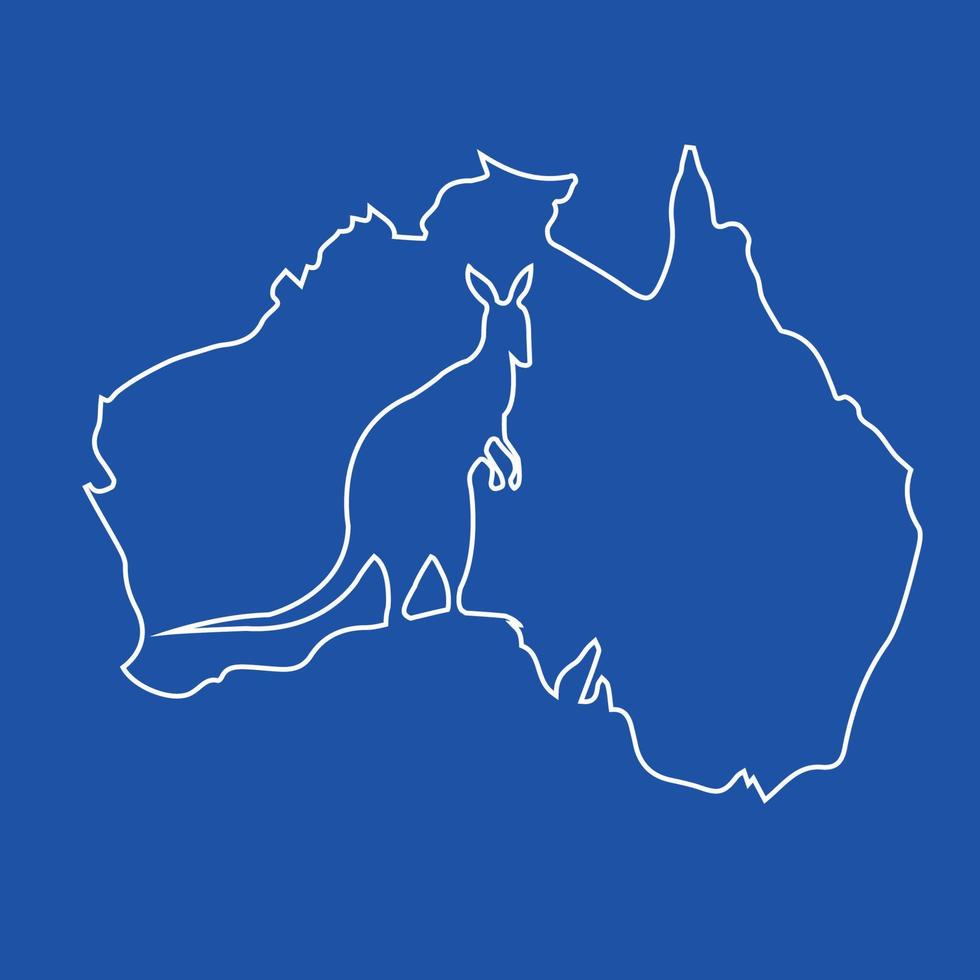 Australische kaart met kangoeroe silhouet afbeelding vector