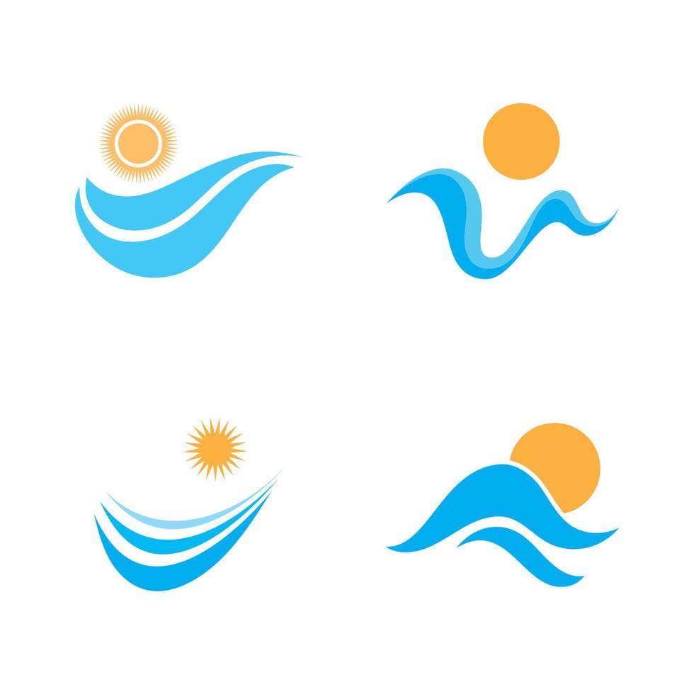 zon en zee golven logo, strand golven, minimalistisch en eenvoudig modern concept met vlakke kleuren ontwerp sjabloon illustratie vector