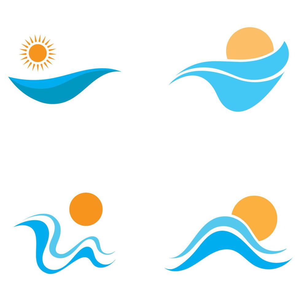 zon en zee golven logo, strand golven, minimalistisch en eenvoudig modern concept met vlakke kleuren ontwerp sjabloon illustratie vector