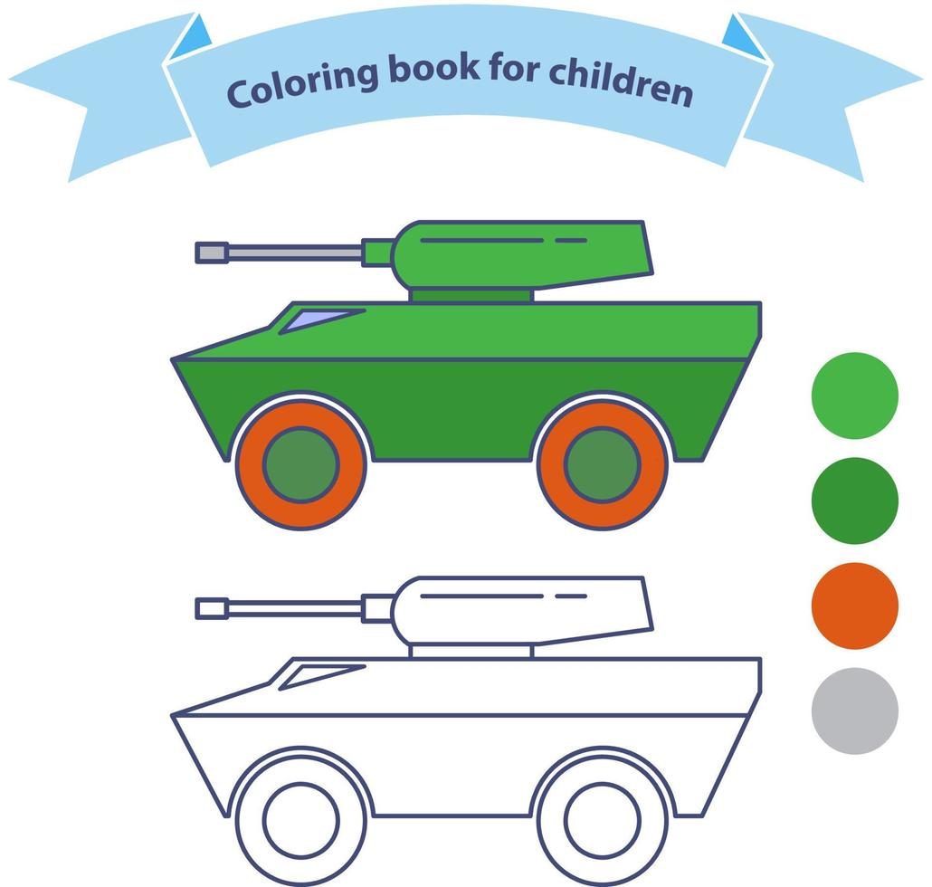 infanterie gevechtsvoertuig. militair speelgoed kleurboek voor children.isolated op een witte achtergrond. geschetste doodle. platte vector. vector