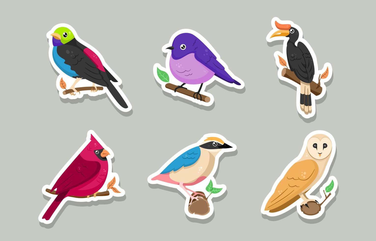 unieke collectie vogelstickers vector