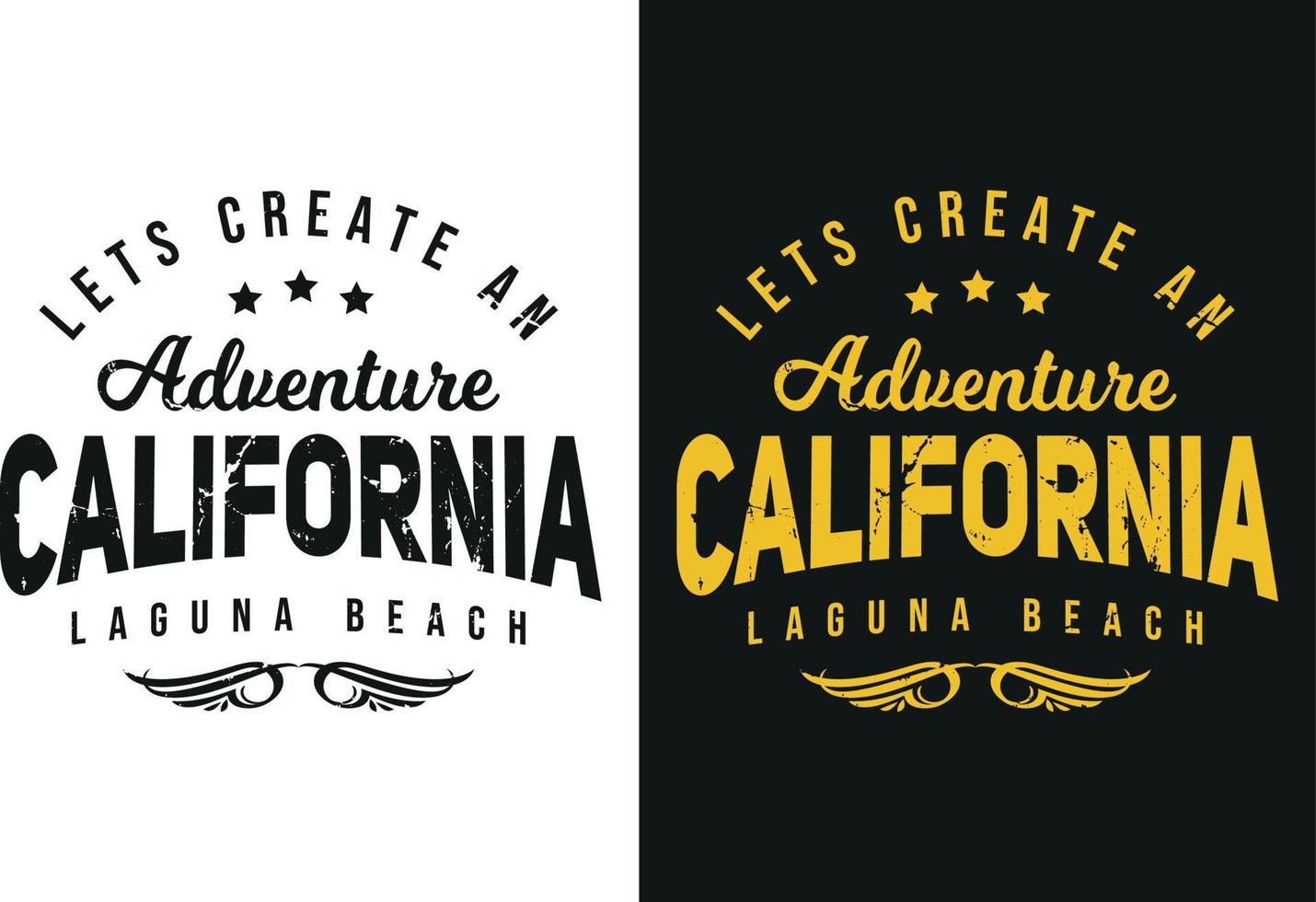 laten we een avontuurlijk Californië laguna strand-t-shirt maken vector