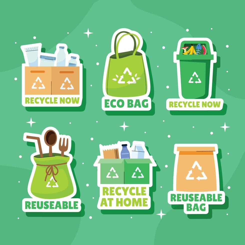 recycling thuis sticker concept vector