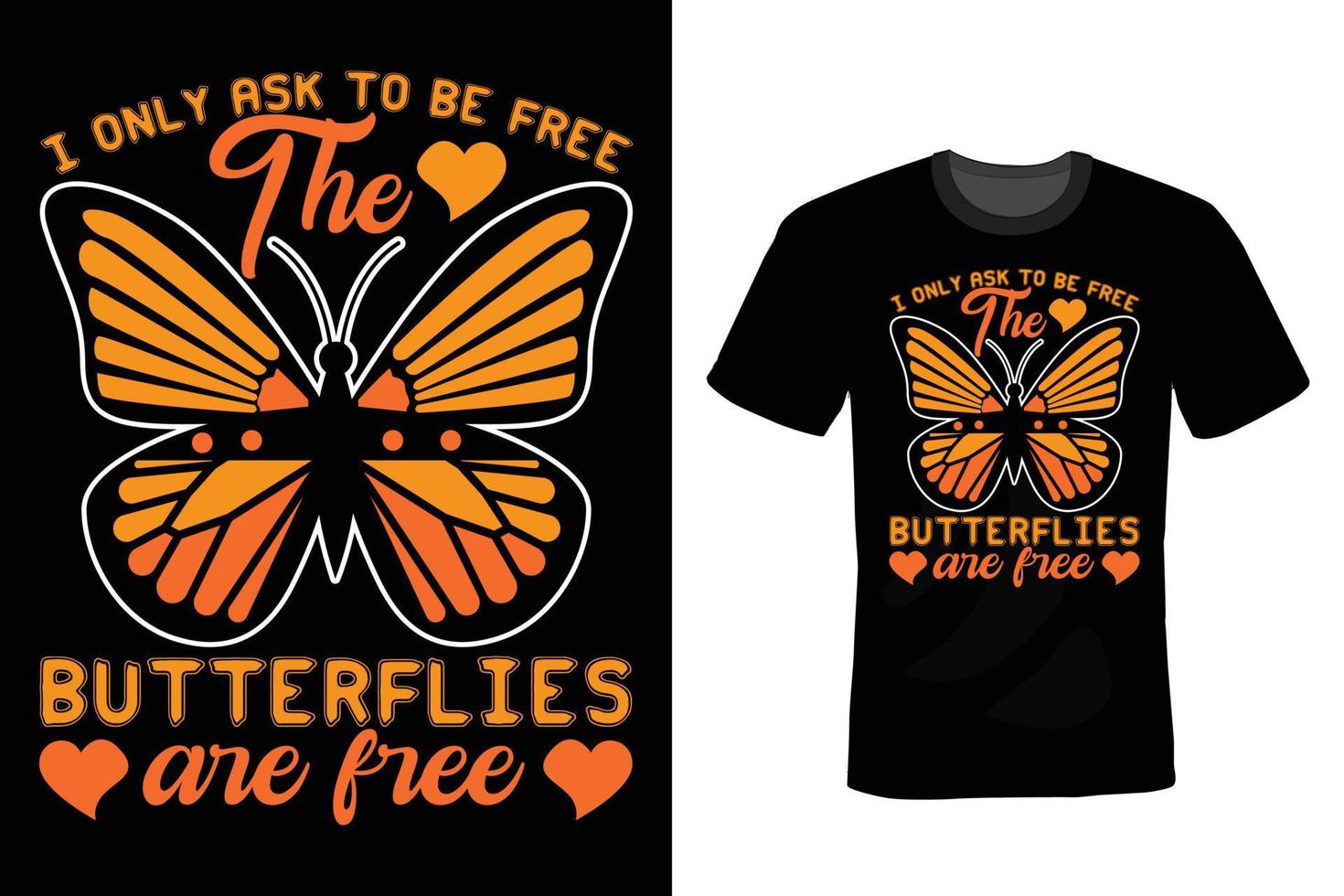 vlinder t-shirt ontwerp, vintage, typografie vector