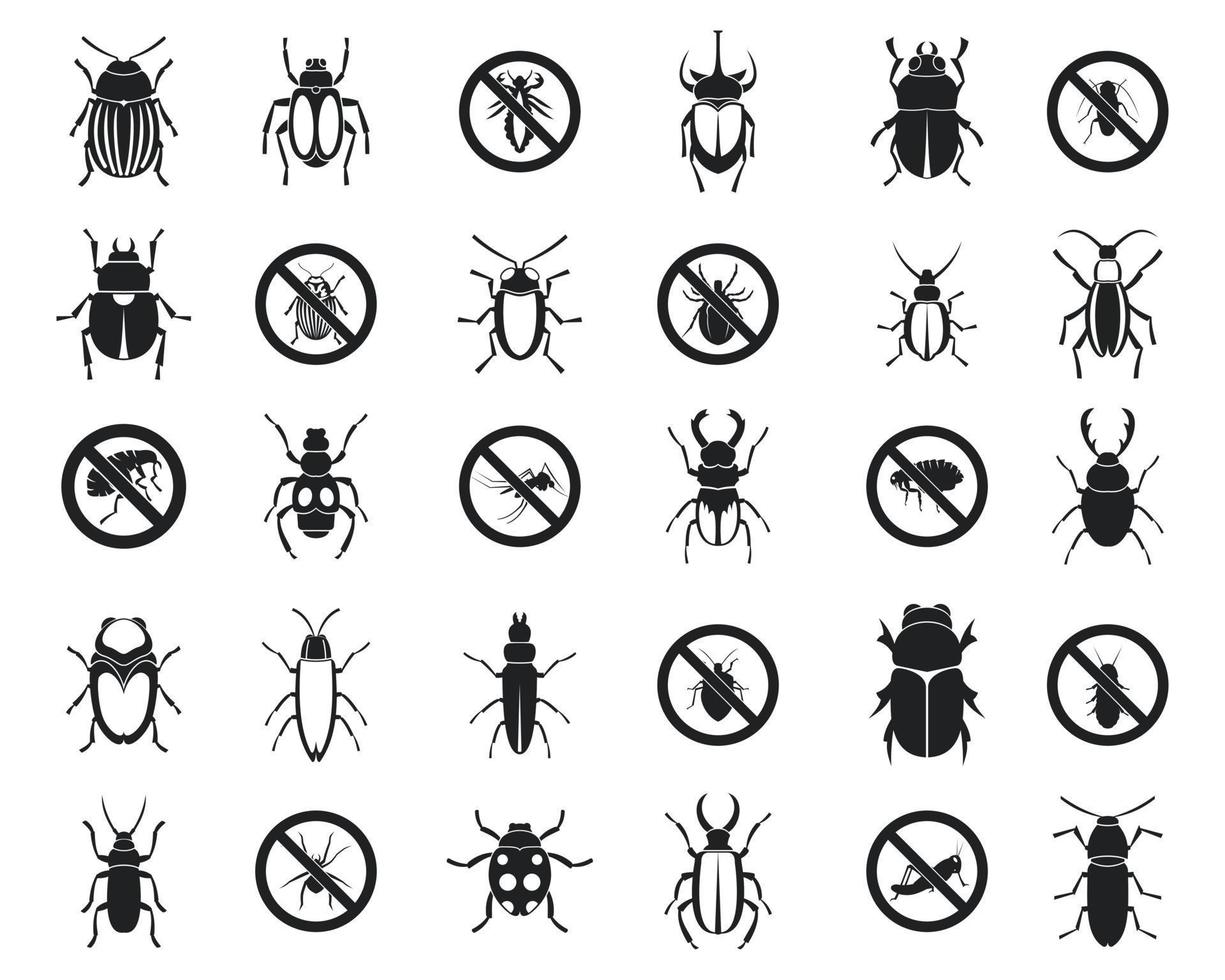 bugs pictogrammenset, eenvoudige stijl vector